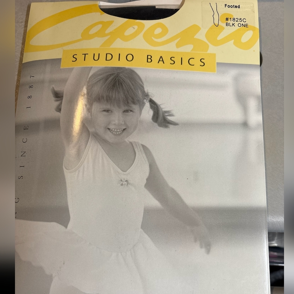 Capezio Studio Basics Kids Ballet Tights Black - 1825C, Size Child 8-12